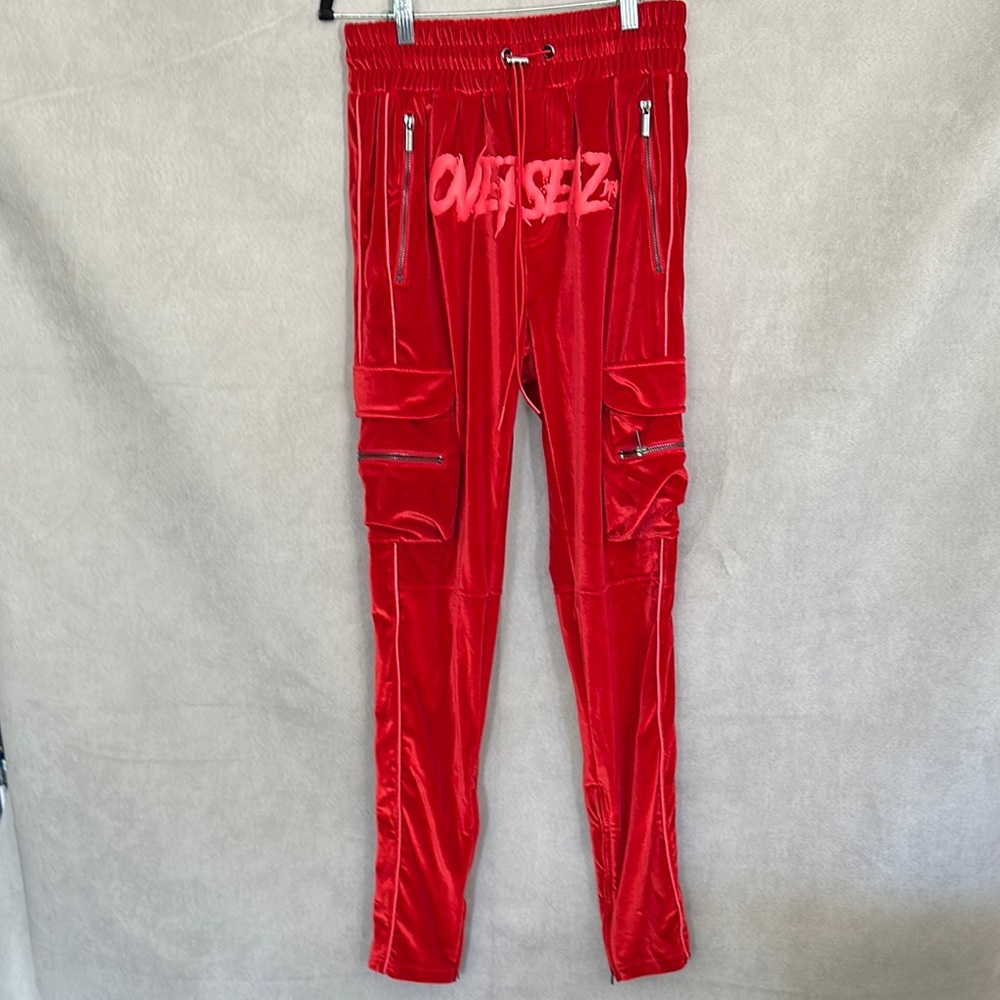 💥Guapi Red Soft Velvet pants Joggers. LIKE NEW‼️size 32